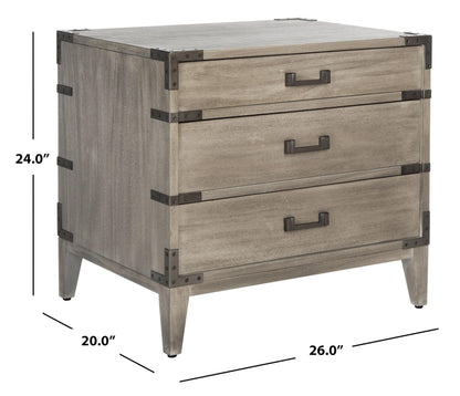 SAFAVIEH Couture Home Collection Nisha Light Grey 3-Drawer Wood Nightstand Table (Fully Assembled)