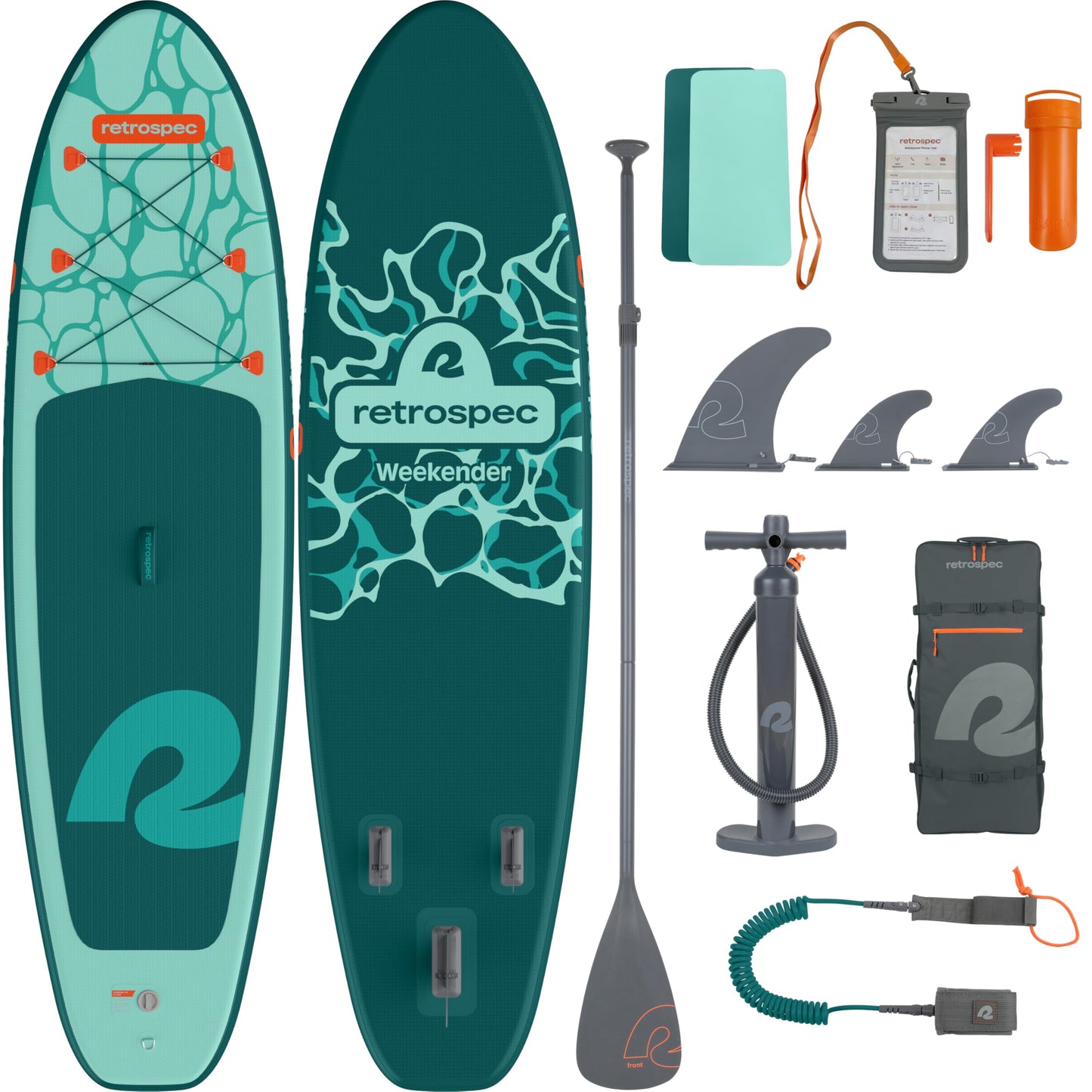 Retrospec Weekender Inflatable Stand Up Paddle Board Includes Paddle, Pump, Travel Bag and Accessories 10’6” Lightweight Inflatable SUP, Puncture Resistant Inflatable Paddle Board for Adults