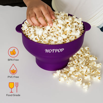 The Orginal HotPop Silicone Popcorn Maker - Microwave Popcorn Popper with Handles - Collapsible Bowl, Heat-Resistant, Easy to Clean, Ideal for Family Movie Nights, 15-Cup Capacity - Red