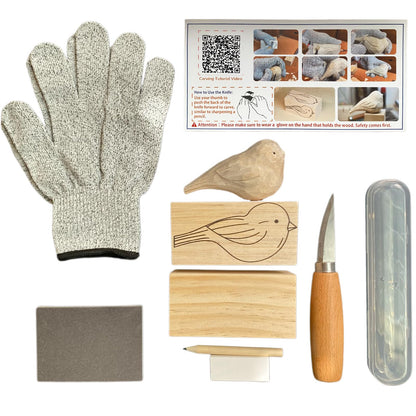 Msamiagfn Wood Carving Kit for Beginners, Essential Wood Whittling Kit for Beginners, Knife Tools Accessories, Balsawood and Basswood Blocks, Bird Carving Video Tutorial, DIY Kits for Adults Hobbies