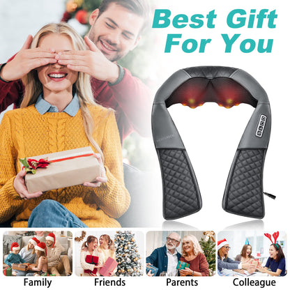 Medcursor Neck Massager, Portable Electric Shiatsu Back Massage Device with Heat, Deep Tissue 3D Kneading Pillow for Muscle Pain Relief (No Battery)