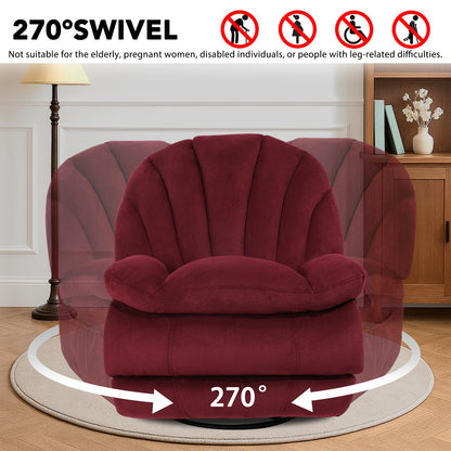 EONIX Dual Motor Power Swivel Rocker Recliner Chair for Living Room, Power Adjustable Backrest and Extended Footrest, Shell Shape Recliner Chair with USB Charging Ports, SXXY004021, Burgundy