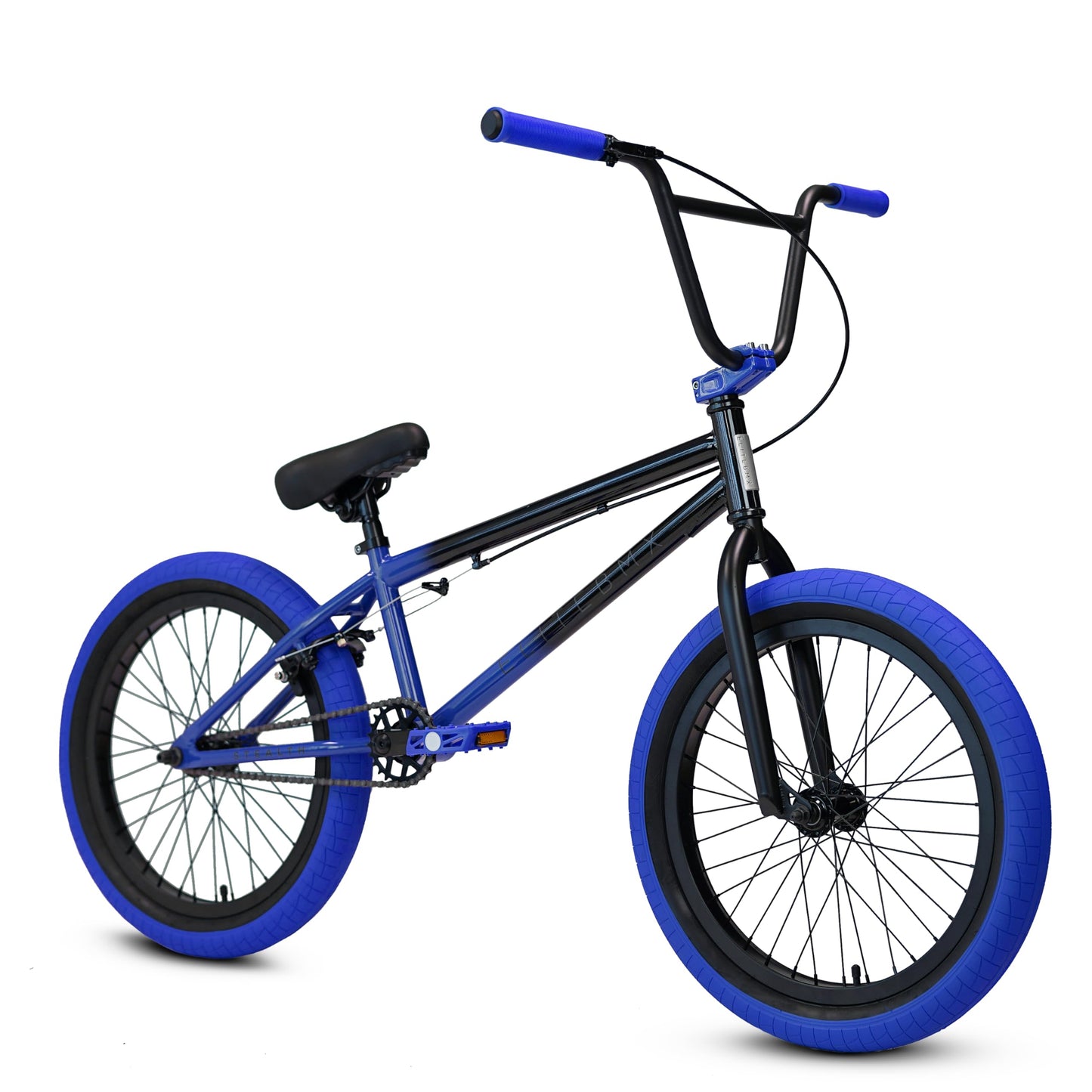 Elite BMX Freestyle Bike, Durable Steel Frame, Available in 16", 18", and 20" Sizes. New Sizes 26" and 29" BMX Bicycles. (Black Blue, 20")