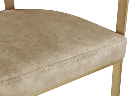 Meridian Furniture 595Beige-C Marcello Collection Modern | Contemporary Velvet Upholstered Dining Chair with Brushed Brass Iron Frame, 23.5" W x 21.75" D x 27.75" H, Beige, Set of 2