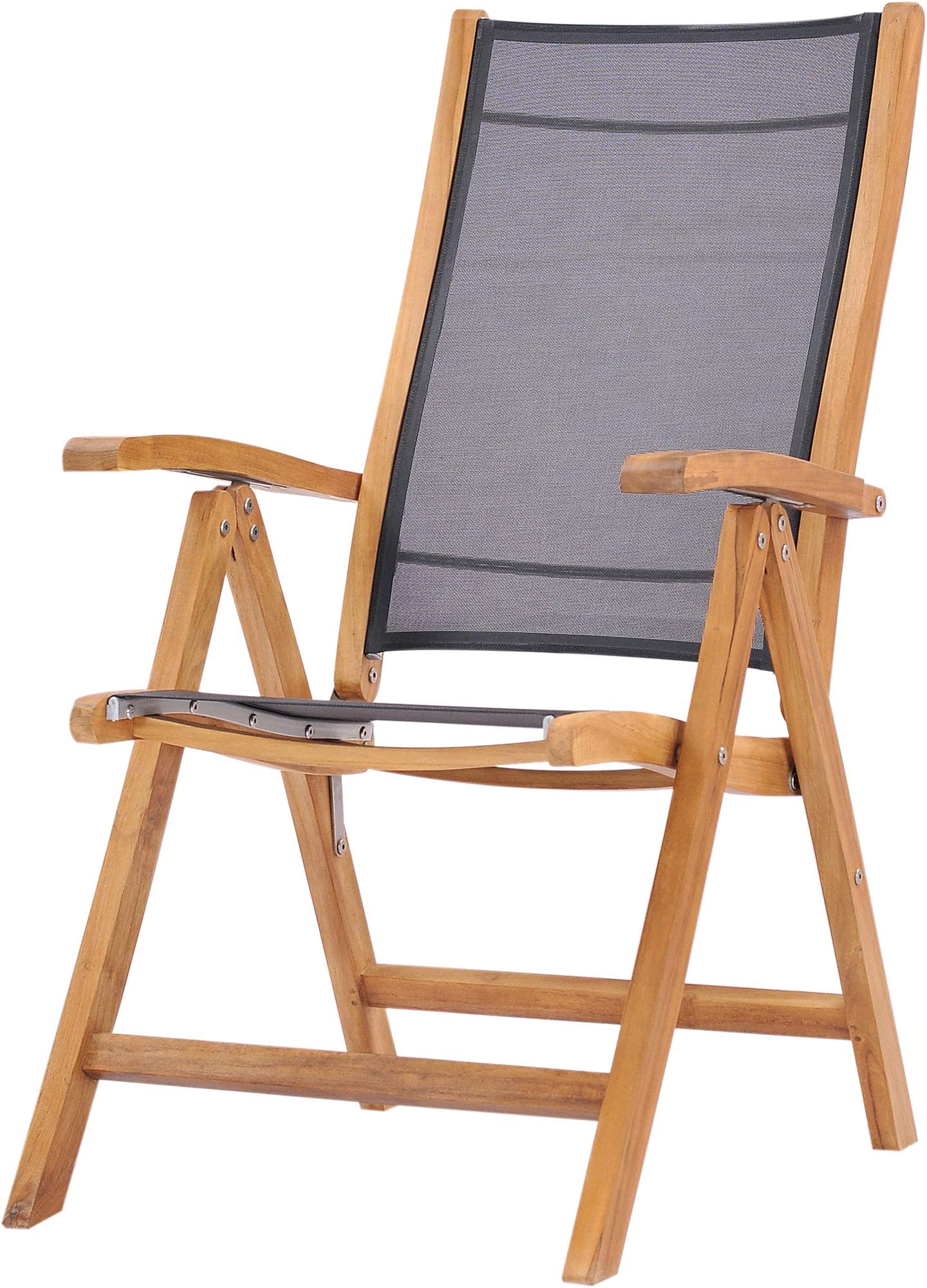 CHIC TEAK Teak Wood California Reclining Chair with Black Batyline Sling, Made from Solid A-Grade Teak Wood and Batyline