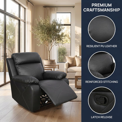Trygoal Manual Recliner Chair, Nursery Rocking Chair, Lazy Boy Recliner Chair for Adults, Gaming Recliner wih Overstuffed Arms, Suitable for Home Theater, Living Room, Bedroom, Black