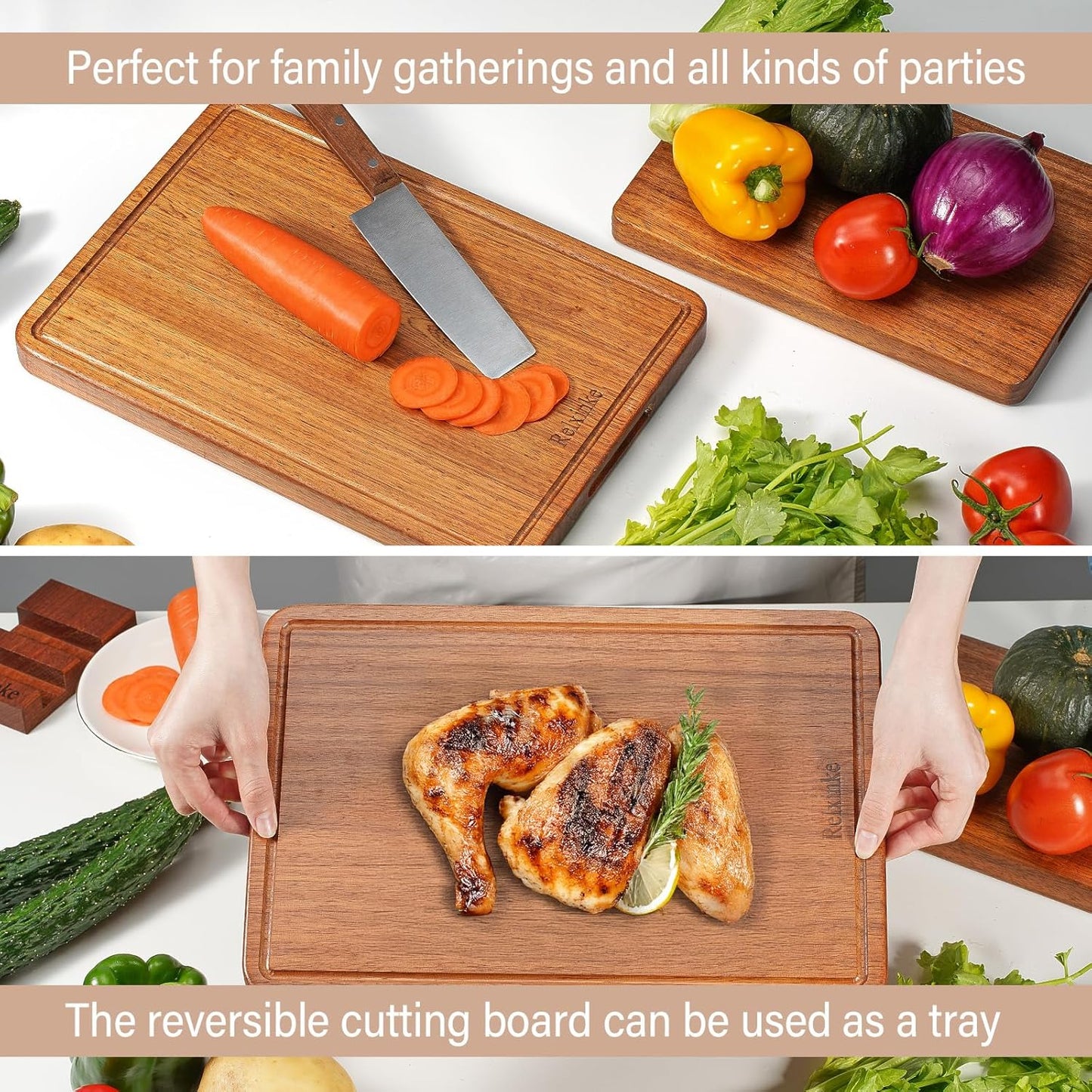 15.8 11 Inch Solid Teak Wood Cutting Board One Piece Non Glued Large Thick Crack Resistant Wooden Chopping Board