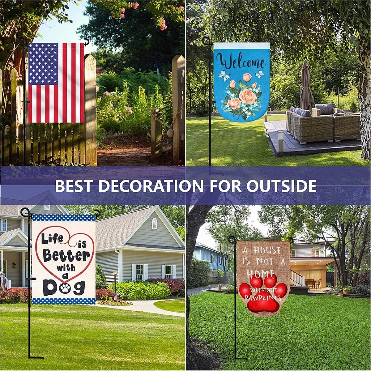 YEAHOME 2PC Garden Flag Holder Stand, Premium Weather-Proof Metal Flagpole for Outdoor Garden Decor