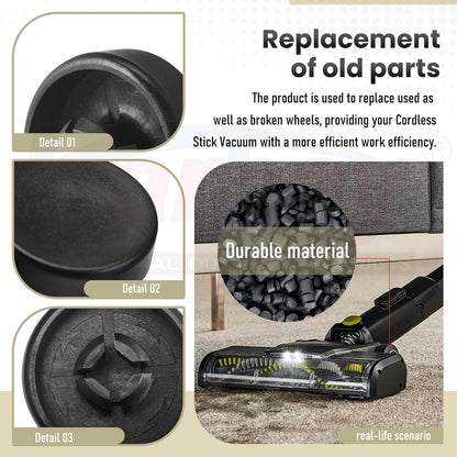 2 Pack Upgraded Replacement Wheel for Ryobi Cordless Stick Vacuum 18V One+ Models