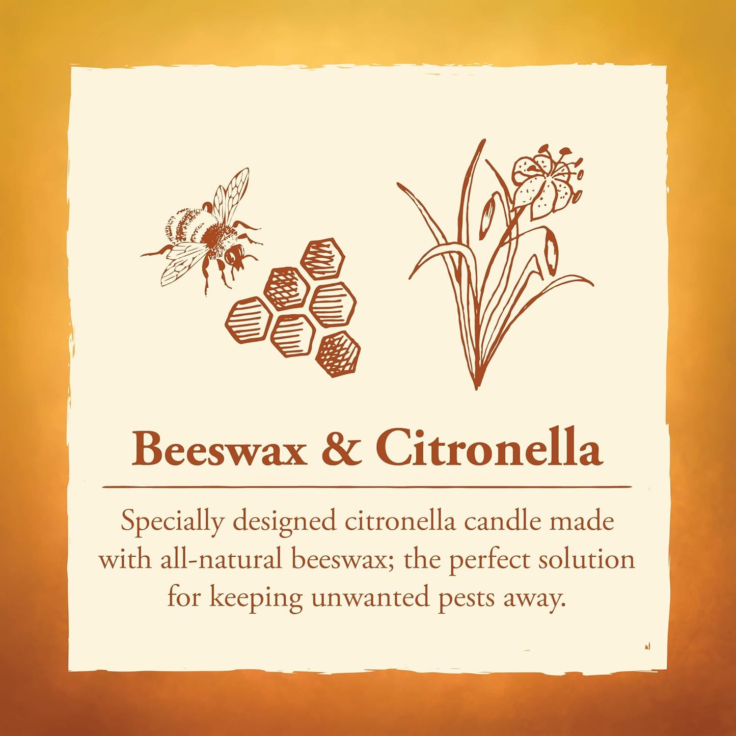 Candle by the Hour 80-Hour Citronella Candle Refill, Eco-friendly Beeswax, Yellow