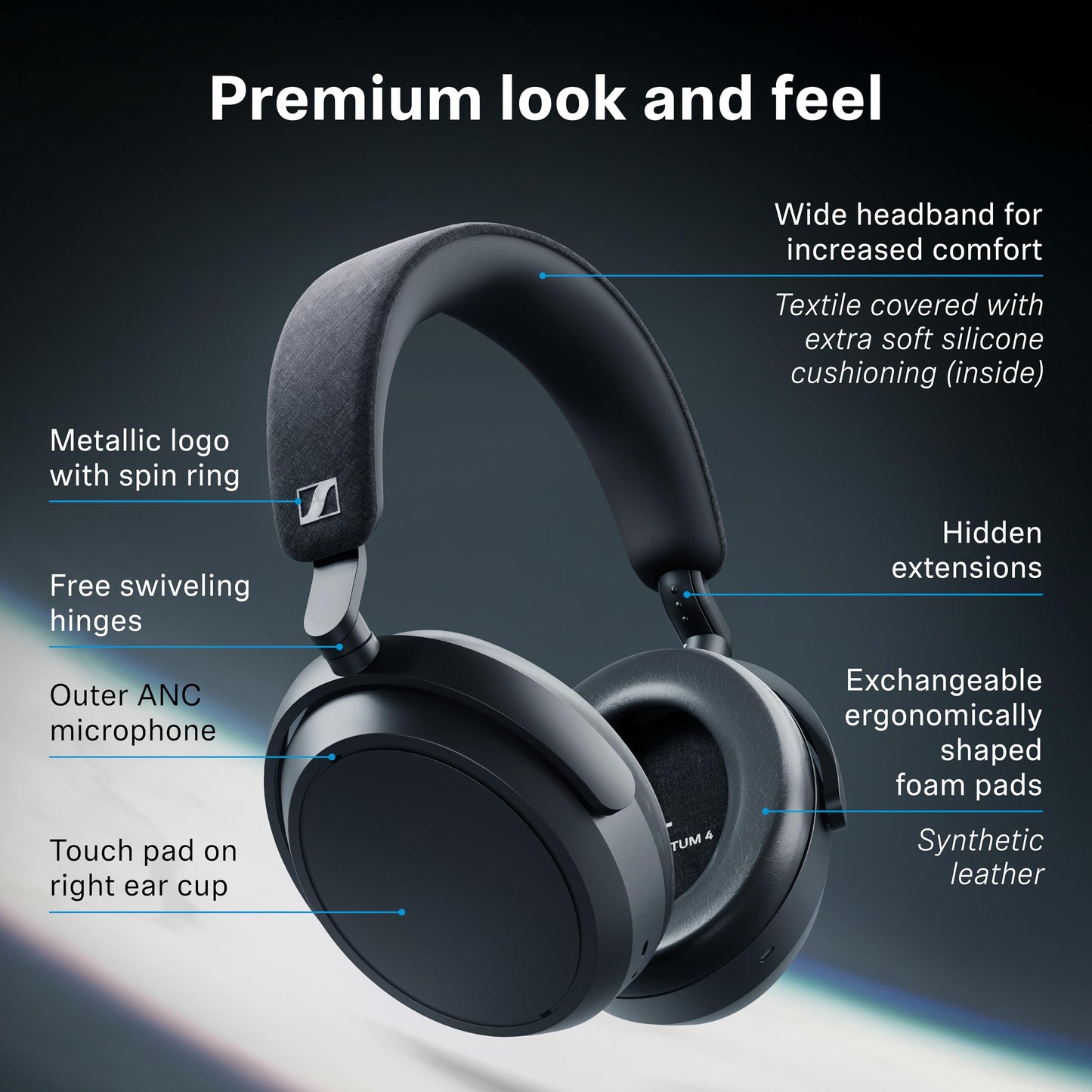 Sennheiser Momentum 4 Wireless Over-Ear Headphones - Bluetooth Headset for Clear Calls with Adaptive Noise Cancellation, Up to 60HR Playtime, Folding Design, Brown