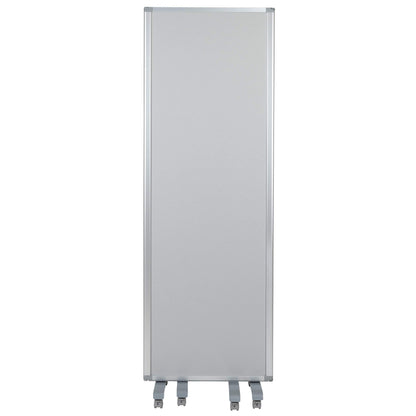 Flash Furniture Raisley 3-Section Mobile Magnetic Whiteboard and Cloth Partition, Rolling Dry Erase Board Room Divider, 72"H x 24"W