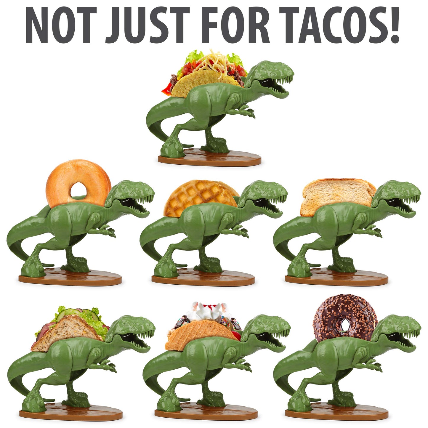 Funwares Original Tacosaurus - Dinosaur Taco Holder, Fun and Practical White Elephant Gift, Hold 2 Tacos