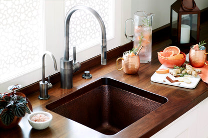 Thompson Traders – Rivera Dual Mount Bar Sink, 17 x 15 in, Hammered Antique Copper