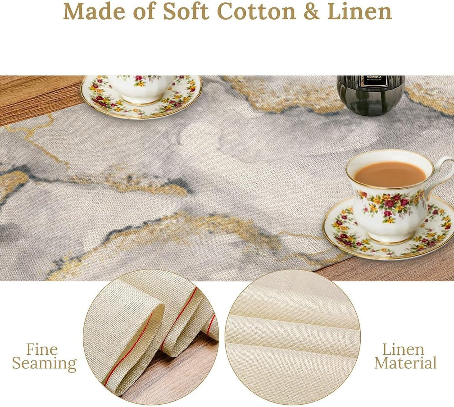 ShiTingYu 13x36 Inch Marble Table Runner Gold Grey Table Dresser Runners Modern Table Coffee Table Runner for Home