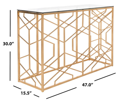 SAFAVIEH Couture Collection Sean Art Deco Geometric Gold Leaf Console Table (Fully Assembled)