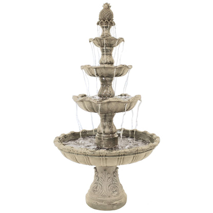 Sunnydaze Grand Courtyard 4-Tier Large Outdoor Water Fountain - 80" Tall Outdoor Fountain - Tiered Electric Garden Water Feature for Patio, Backyard, or Yard - Faux Stone Resin - Earth