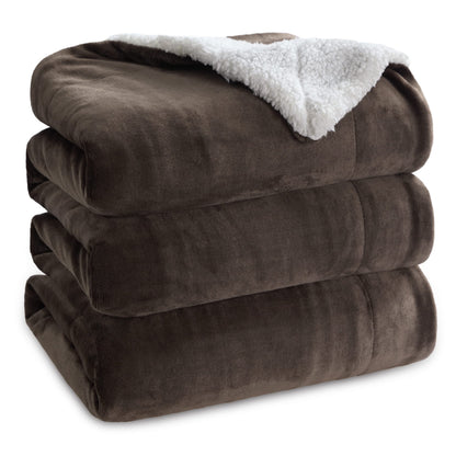 Bedsure GentleSoft Sherpa Fleece Blankets Queen Size for Bed - Thick and Warm, Soft Fuzzy Plush Queen Blanket for Winter, Grey, 90x90 Inches