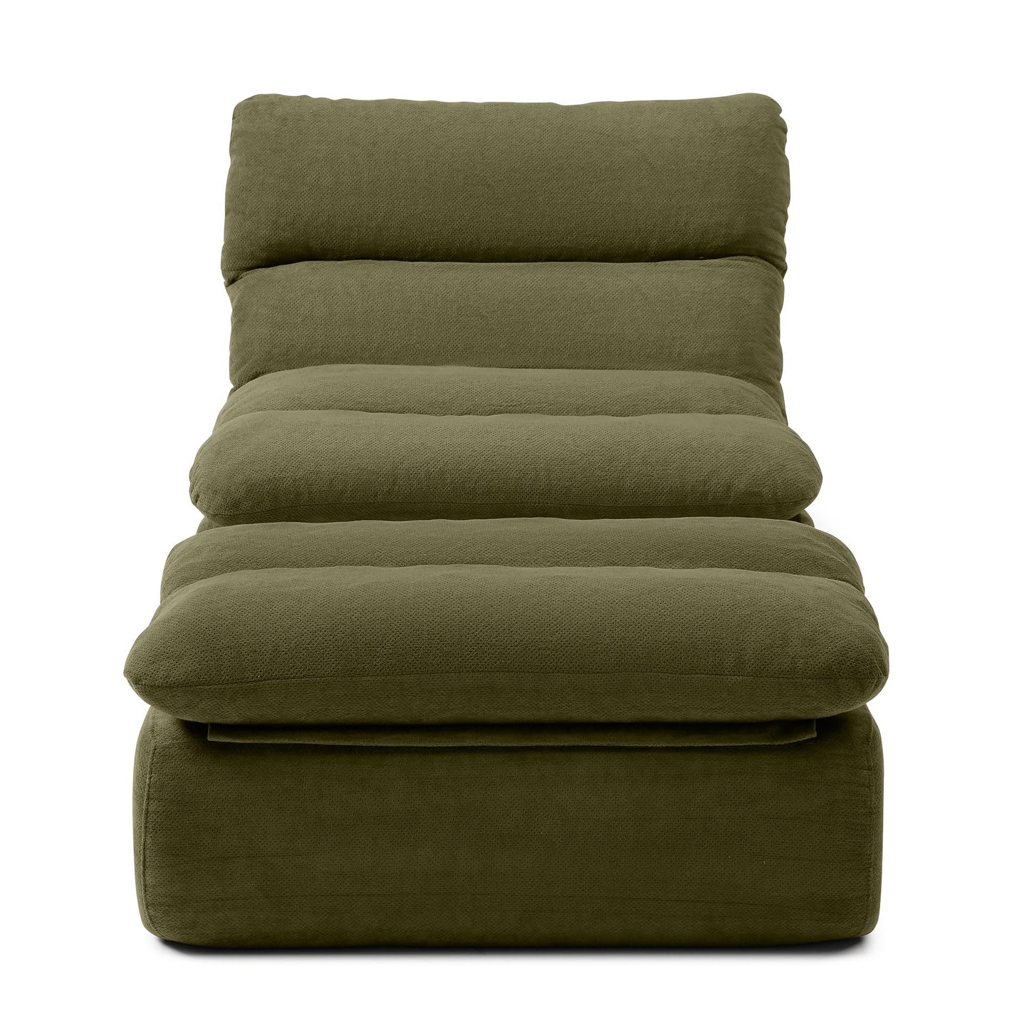 KEIKI 32" Bean Bag Chair with Ottoman, Upholstered Chaise Lounge Chair with High Density Foam, Tufted Lazy Sofa for Living Room, Bedroom (Green)