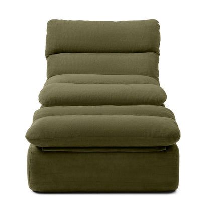 KEIKI 32" Bean Bag Chair with Ottoman, Upholstered Chaise Lounge Chair with High Density Foam, Tufted Lazy Sofa for Living Room, Bedroom (Green)