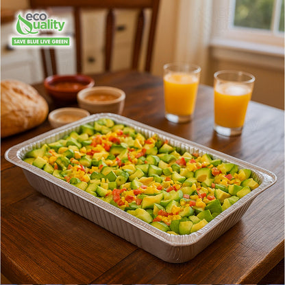 Full Size Aluminum Deep Pan - Disposable for Catering Events, Buffet Stations, Chafing Dishes, Oven Roasting, Baking, Steam, Meal Prep, Freezer Storage, Takeout and Food Service (100)