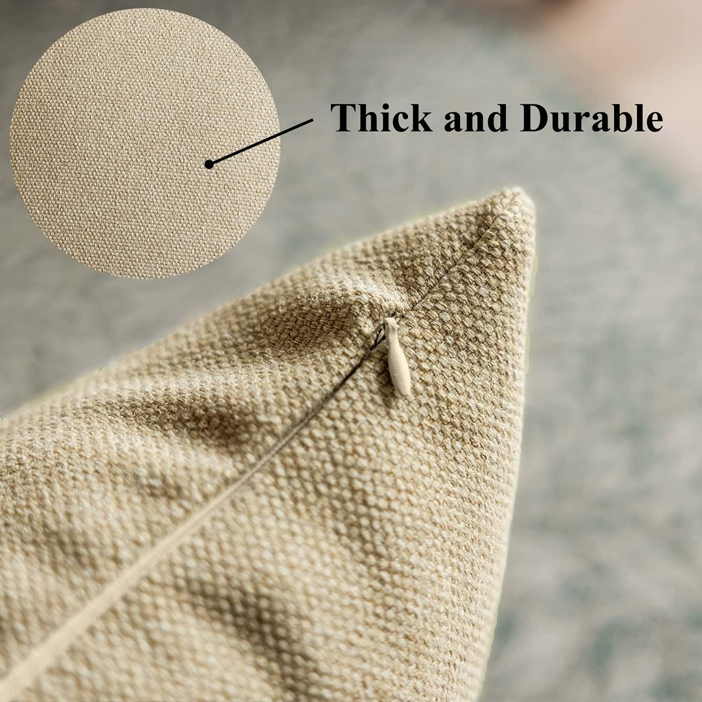 24x24 Set 2 60x60 cm, Home Brilliant Pillow Covers of Cotton Linen Cream Beige Euro Sham Covers Accent Pillows Covers