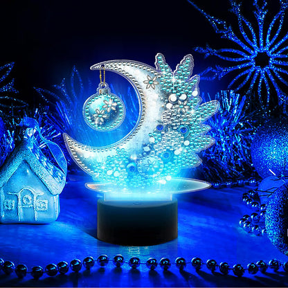 JBTM24 Diamond Art Night Light, Diamond Painting Desktop Ornaments for Adults, Gem Art Touch Lamp for Living Room Bedrooms, Desktop Bedside Luminous Ornaments Decorate (Moon)