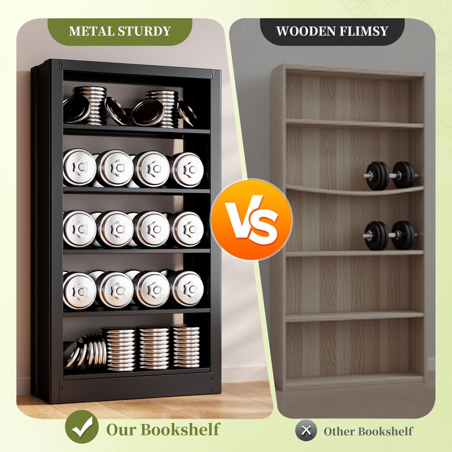 OpolQif Bookshelf, 71" H Tall Black Bookcase, 5-Tier Bookcase Metal Sturdy Bookshelf with Adjustable Shelves,Heavy Duty Book Cases for Living Room, Library, School, Study, Home Office(Black, 73" W)