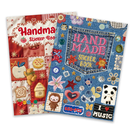 PRSTINCOL 2 in 1 Japanese Sticker Book Combo Set with Red and Blue Patterned Die Cut Stickers 60 Sheets for Journaling