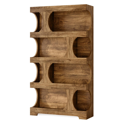 Tribesigns 71" Tall Bookcase, 4-Tier S-Shaped Bookshelf, Wood Decorative Storage Shelving, Modern Freestanding Display Shelves, Large Library Book Shelf Unit for Home Office Living Room Bedroom, Brown