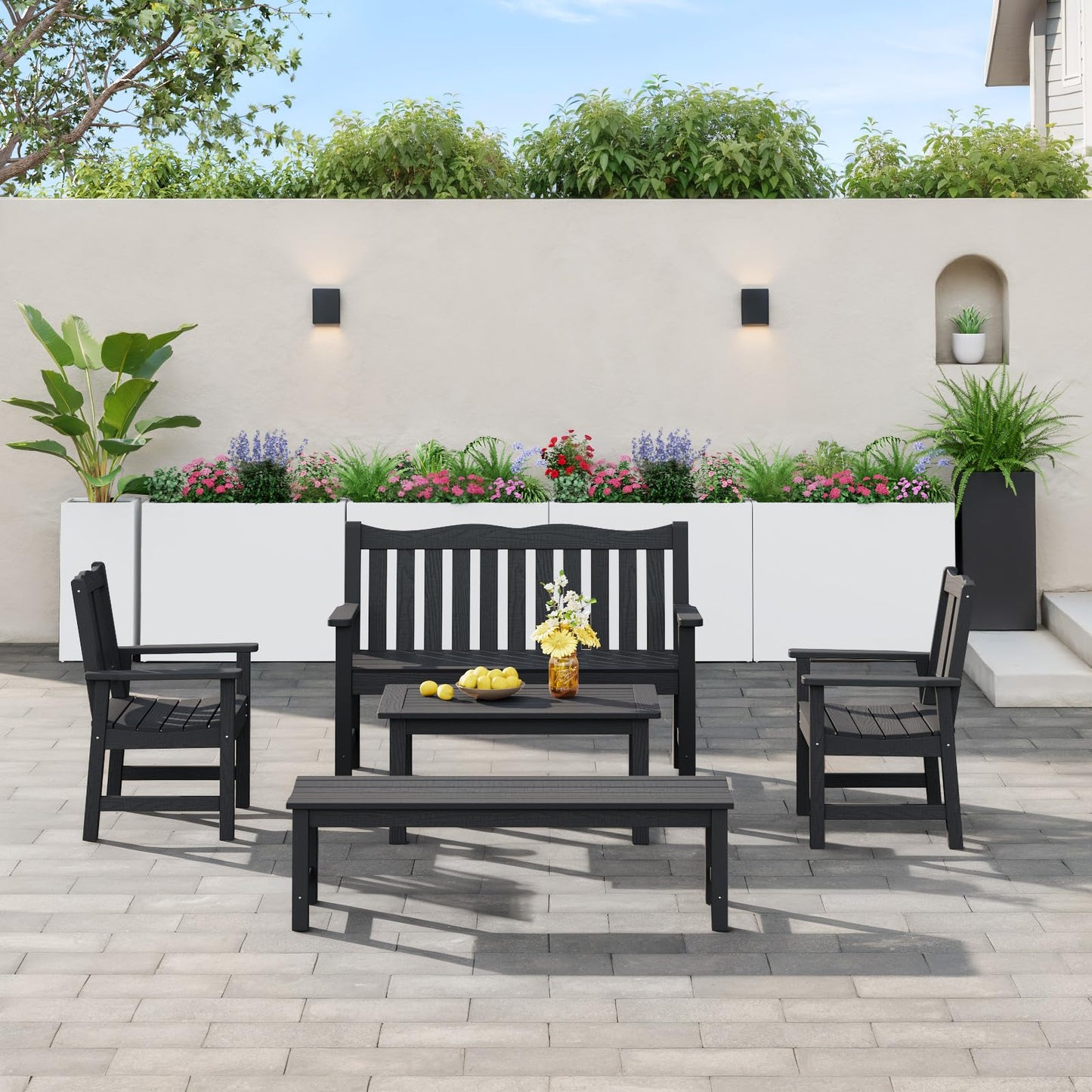 Stoog 38" Large Planters for Outdoor Plants Set of 2, Rectangular Metal Planter Box with Removable Insert Shelf, Ideal for Plants, Flowers, Vegetables, Garden, White