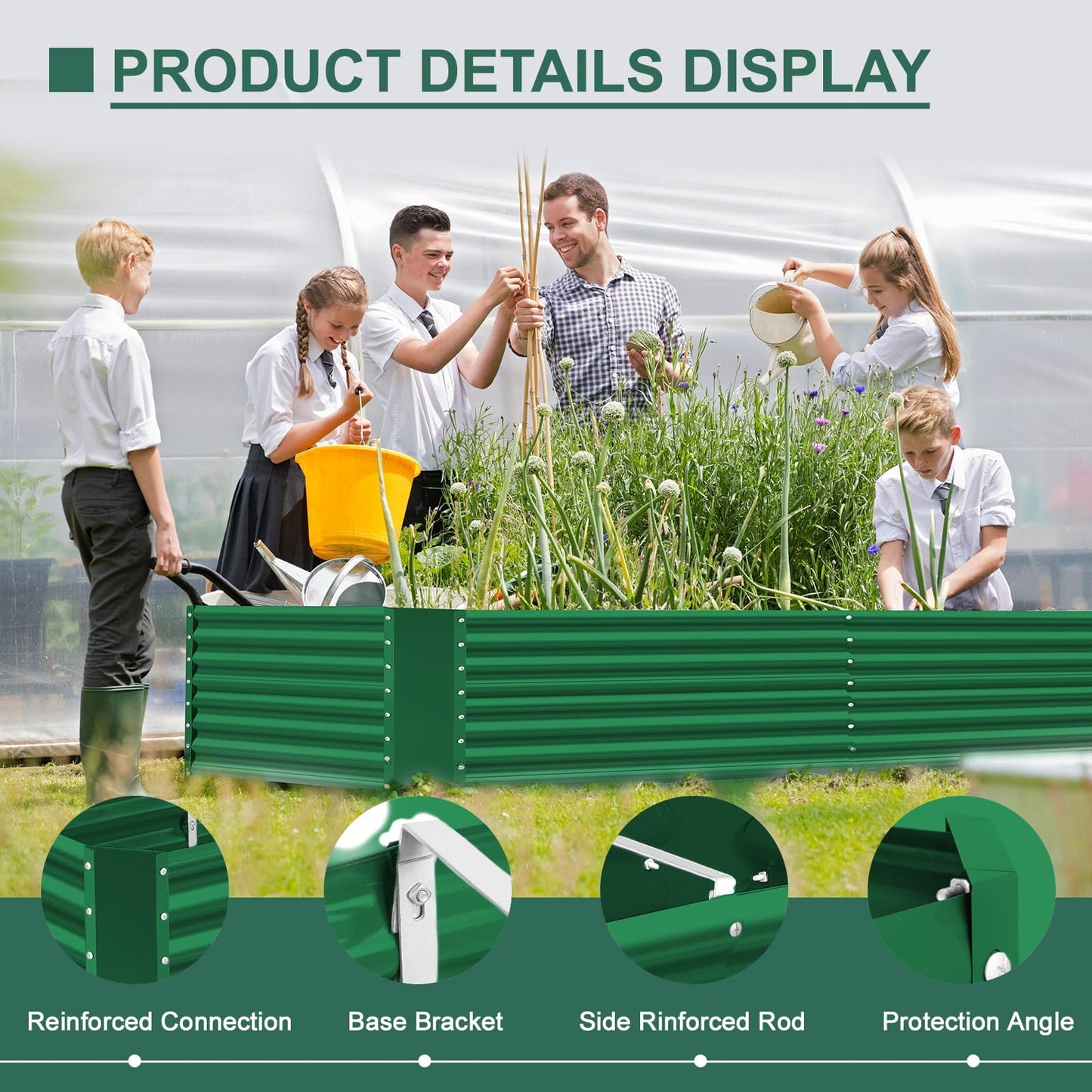 Land Guard 8x4x3ft Rectangular Galvanized Raised Garden Beds, Large-Capacity Metal Planter Box Outdoor, Durable Deep Raised Garden Bed 3ft Tall, Raised Beds for Gardening Vegetables, Forest Green