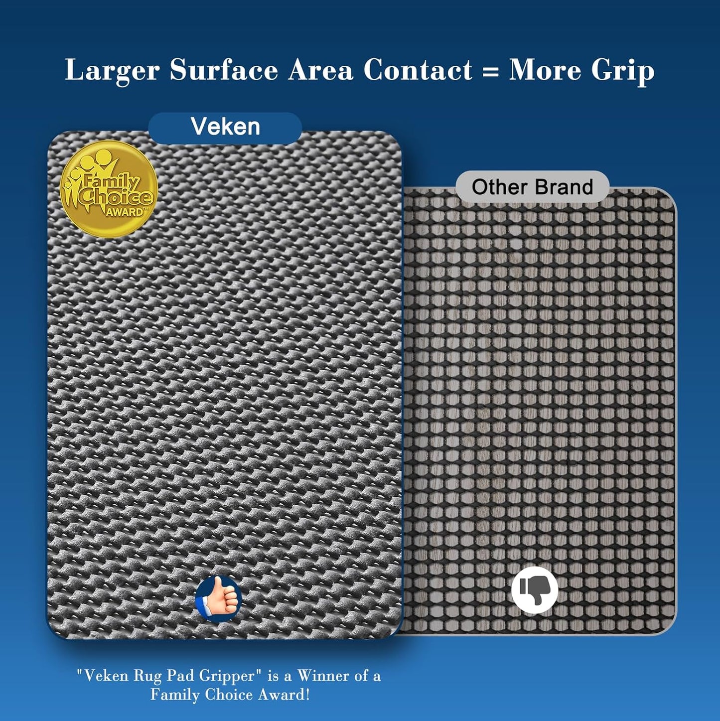 Veken Non-Slip Rug Pad Gripper - 4 Ft Thick Dark Grey Circle Mat for Hardwood & Tile Floors