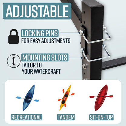 G-Watersport Pro Freestanding Kayak Storage Rack – 4 Kayak Rack & Canoe Rack – Marine Grade Outdoor Kayak – Adjustable Surfboard & Stand Up Paddle Board Holder – Adjustable Storage Stand