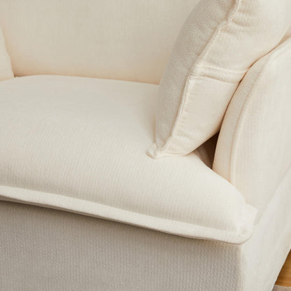 ERYE 47" Chenille Upholstered Accent Chair Wide Seat Armchair for Living Room Bedroom, Modern Upholstered Armchair W/ 2 Pillows and USB-C Ports for Home Apartment Office