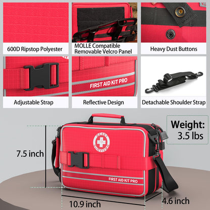 Besst Survivor Comprehensive First Aid Kits- Advanced Trauma Kits with Labeled Compartments, Large Emergencies Medical Kits for Car, Home, Camping and Outdoor Emergencies -324Piece Set