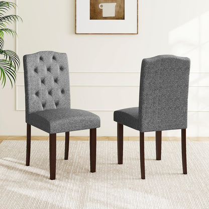 NAFORT Fabric Dining Chairs, Classic High Back Kitchen Living Room Chairs with Solid Rubber Wood Legs, Upholstered Padded Parsons Chair Set of 6, for Dining Room, Kitchen, Living Room, Grey