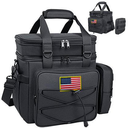 Tactical Lunch Box for Men, 20L Expandable Double Insulated Cooler Bag with Detachable Molle Pouches, Modern Tote for Adults, Waterproof and Leakproof for Work, Camping, Picnic, Hiking