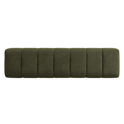 Christopher Knight Home Manila 64" Boucle Dining Bench, Upholstered Ottoman Bench, Rectangular Dining Seat, Spacious Seating, Long Footstool for Living Room Dining Room, No Assembly Needed, Green