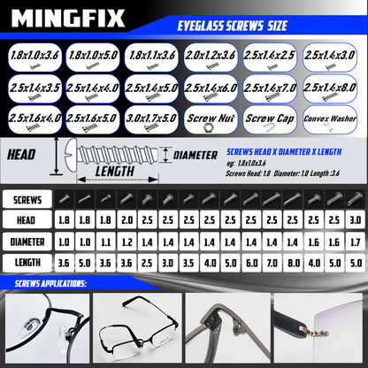 Eyeglass Sunglass Repair Kit,MINGFIX Magnetic Eye Glasses Repairing Tool Kit with Assorted Screws,Nose Pads,Small Screwdriver Bit Set & Tweezer with Mini Travel Case for Glasses,Sunglasses and Others