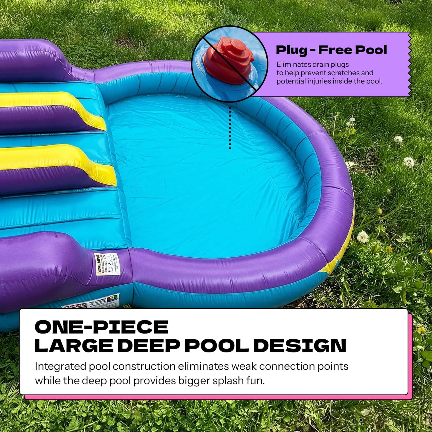 POP JUMP 16ft Tall Ice Pop Inflatable Water Slide Dual Lane with Pool- 24ft Long, 100% PVC Vinyl, Commercial Reinforced, Backyard Summer Wet/Dry Fun, Front Entry Easy Supervision, Includes Blower