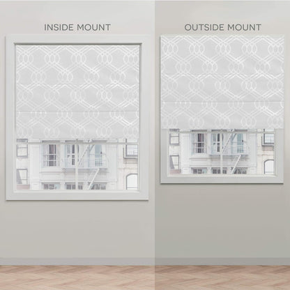 Exclusive Home Prague Trellis 100% Blackout Polyester Roman Shade, 31"x64", Color White