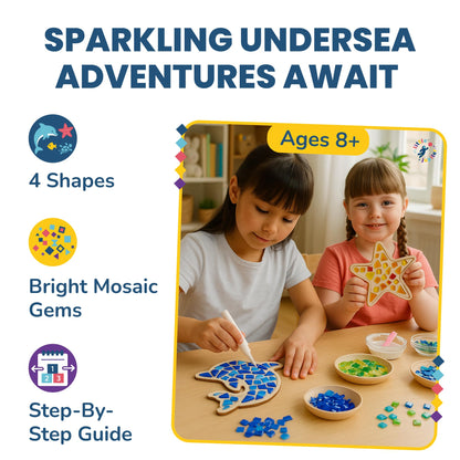 Little Jupiter DIY Mosaic Kit - Builds 4 Different Sea Mosaic Art Pieces - The Perfect Arts and Crafts for Girls and Boys Ages 8-12 - Kids Art Set Activity for Birthdays, Christmas, Holidays, & More