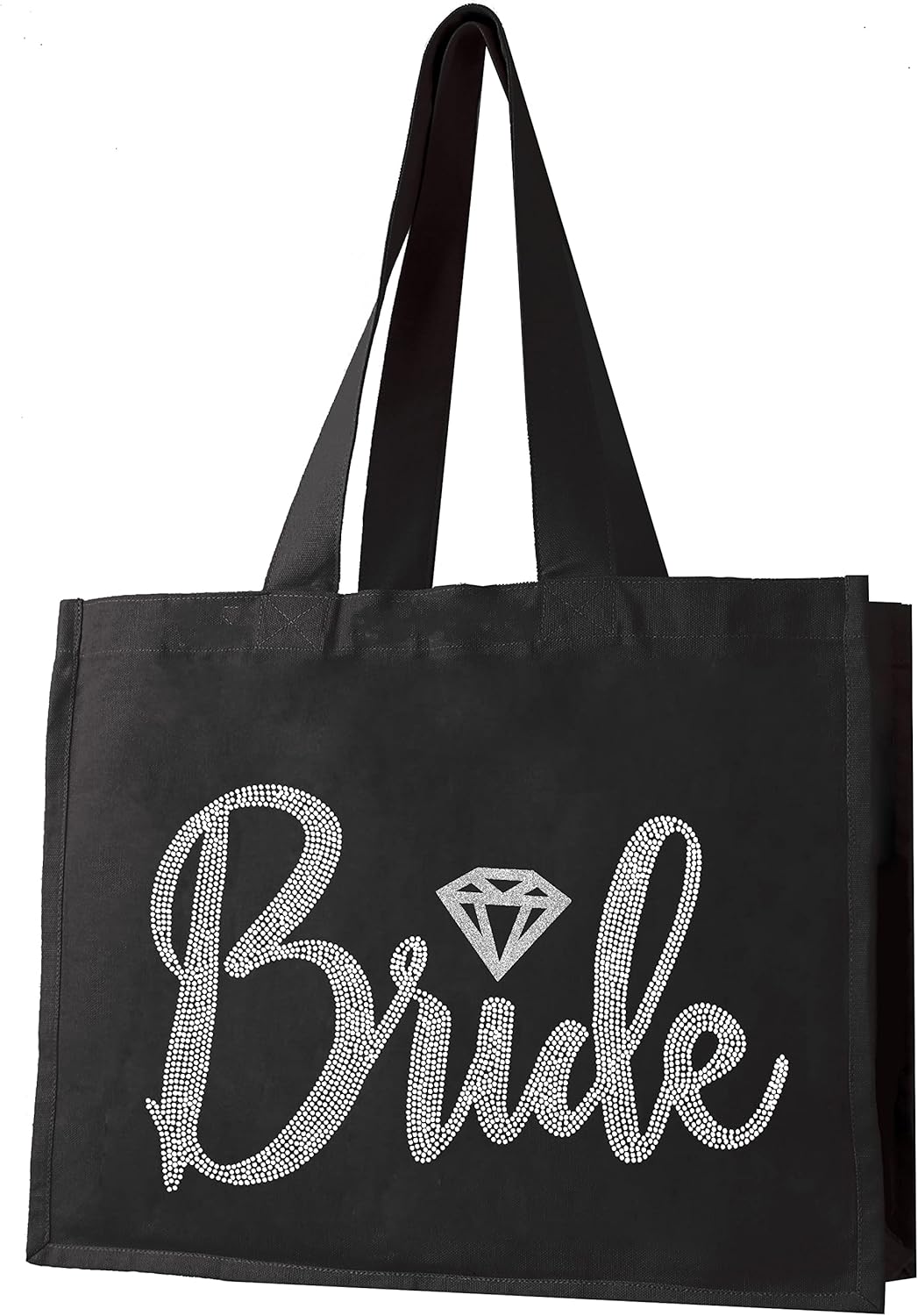 Giant Canvas Bride Tote Bag, 18" x 14", Diamond Motif Rhinestone Totes
