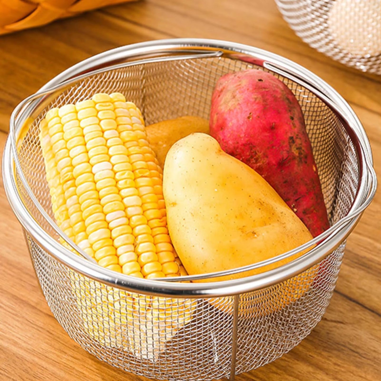 Steamer Basket for Instant Pot Stainless Steel Accessories, Pressure Cooker Mesh Insert with Handle and Vegetable Steamer Basket, Egg Basket, Pasta Strainer (Large)