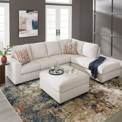 Signature Design by Ashley Aviemore Casual L-Shaped 2-Piece Sectional with Chaise and Loose Seat Cushions, Accent Pillows Included, 110" Wide, Light Gray