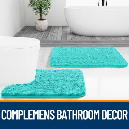 OLANLY Bathroom Runner Rugs - Extra Soft Chenille Bath Mats | Quick Dry, Machine Washable, 47x20, Teal