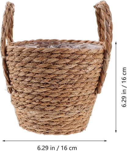 Yardwe Woven Flower Basket | Straw Weaving Plant Flower Pots Cover for Garden Containers and Storage Bins 6.3 Inches