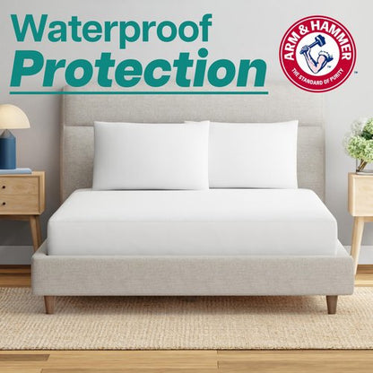 Arm & Hammer Soft Terry Mattress Protector, Waterproof, White, King