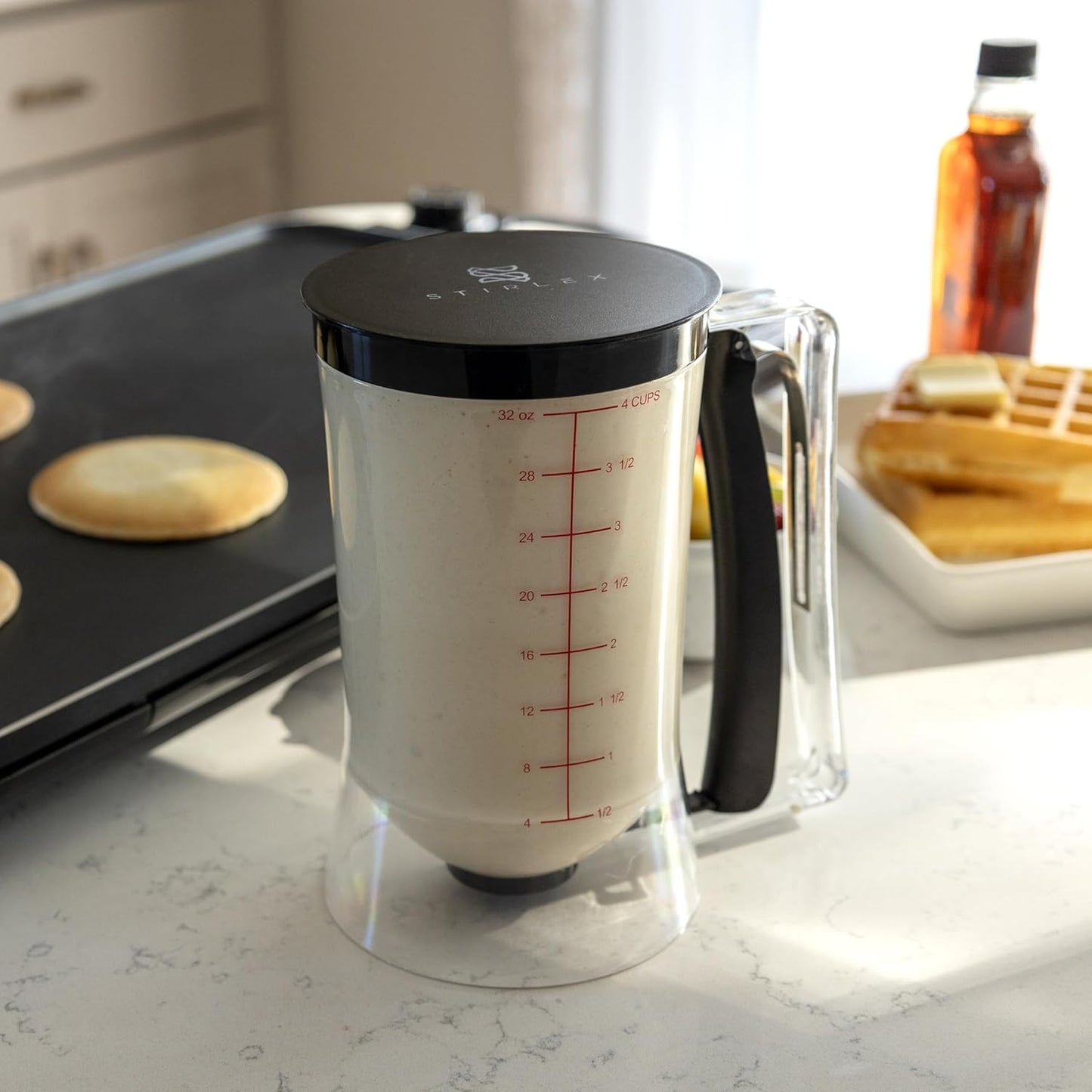 Pancake Batter Dispenser Baking Tool for Cupcakes, Crepes, Waffles, Muffins, Funnel Cake, Griddle Breakfast Accessory